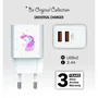 Tech One Tech Cargador de Pared Unicornio Dream 2x USB Blanco